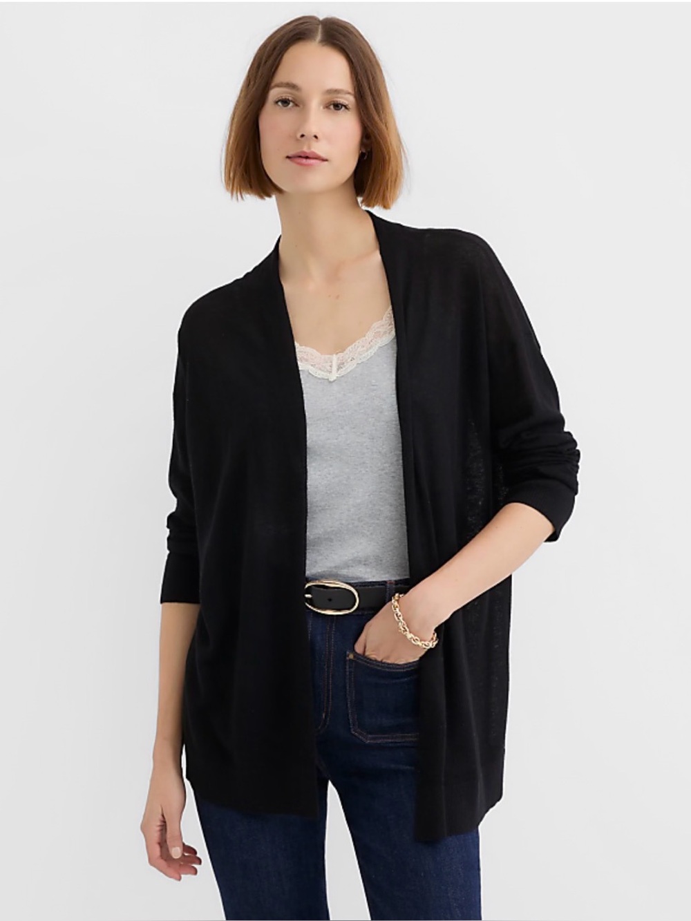 Loft Black Open-Front Women's Cardigan Sweater